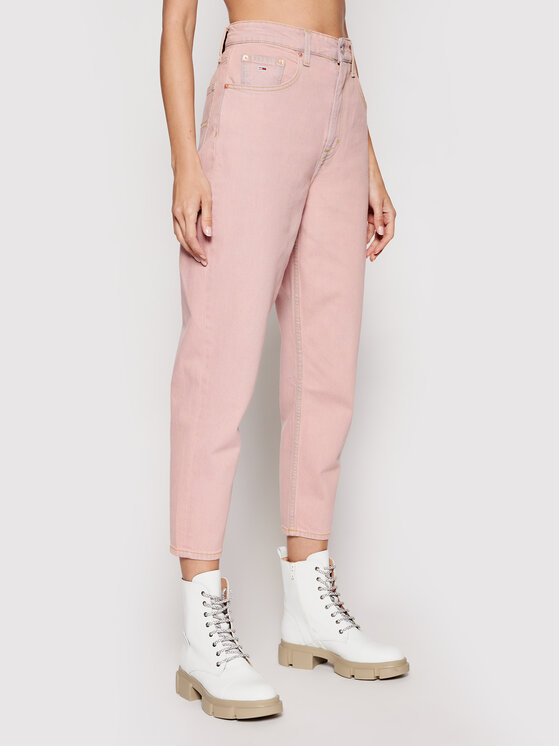 Tommy Jeans Džinsai Mom Ultra Hr DW0DW09900 Rožinė Mom Fit • Modivo.lt