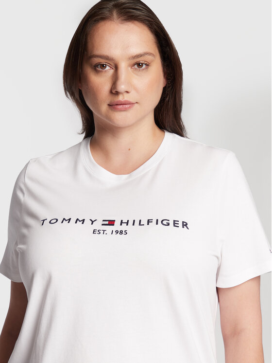 Tommy Hilfiger Curve Tommy Hilfiger Curve T-Shirt Ess WW0WW29738 Biały Regular Fit