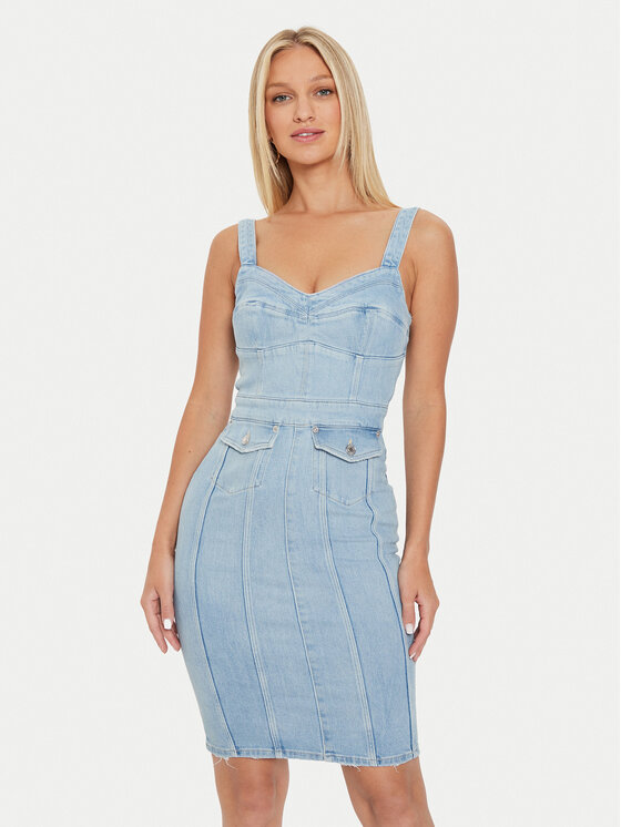 Guess Guess Džinsa kleita Lidia W4YK02 D5DX2 Zils Slim Fit