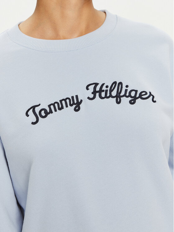 Tommy Hilfiger Tommy Hilfiger Bluză Modern Script WW0WW42615 Albastru celest Regular Fit