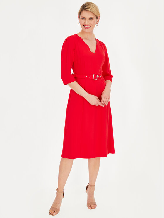 Potis & Verso Potis & Verso Sukienka elegancka Taylor Czerwony Slim Fit