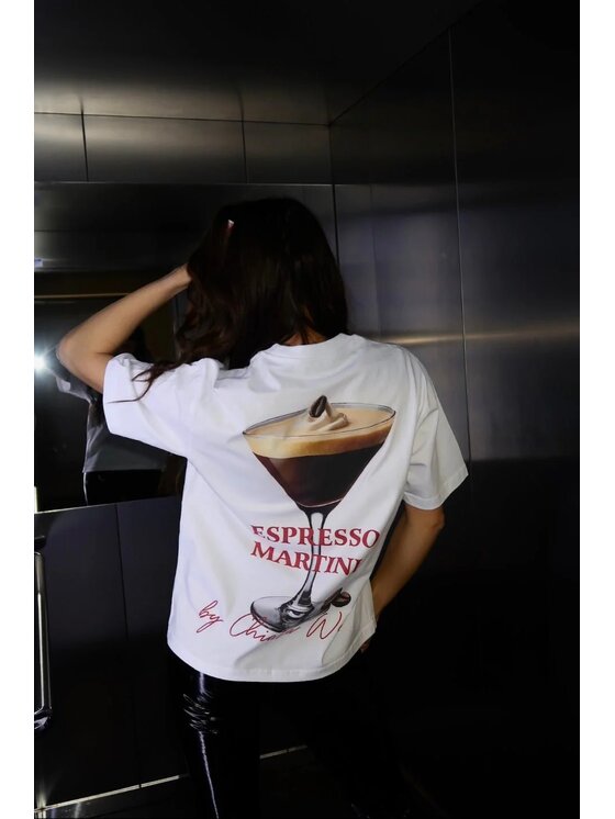 Chiara Wear Chiara Wear T-Shirt T-shirt bawełniany oversize ESPRESSO MARTINI Biały Oversize