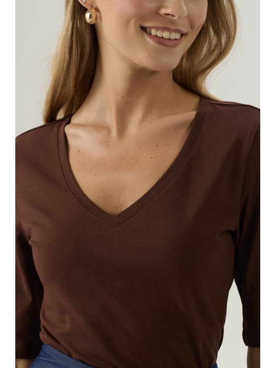 Femestage Femestage T-Shirt Femestage AB BASE TSH1590-016 Brązowy Regular Fit