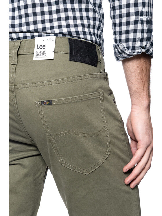Lee Lee Spodnie materiałowe DAREN ZIP FLY Zielony Straight Fit