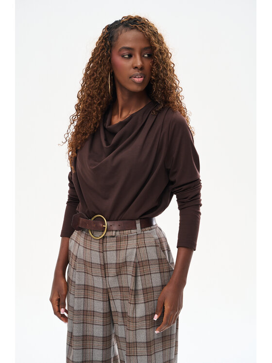 blue shadow blue shadow Bluzka Nicole Brązowy Regular Fit