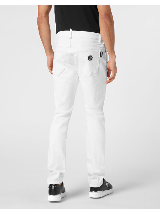 PHILIPP PLEIN PHILIPP PLEIN Jeansy 23499 Bílá Straight Leg