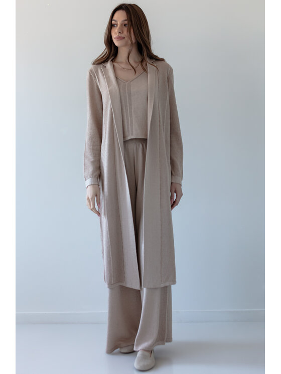 Fobya Fobya Kardigan F1988 Beżowy Loose Fit