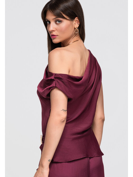 Ombre Ombre Bluzka OW-TS-E0053 Fioletowy Loose Fit