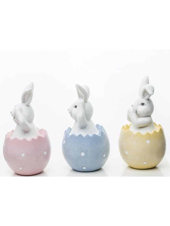 MIAhome MIAhome Figurka 3 króliczki w kolorowych skorupkach 12x6,5x6,5 cm Kolorowy