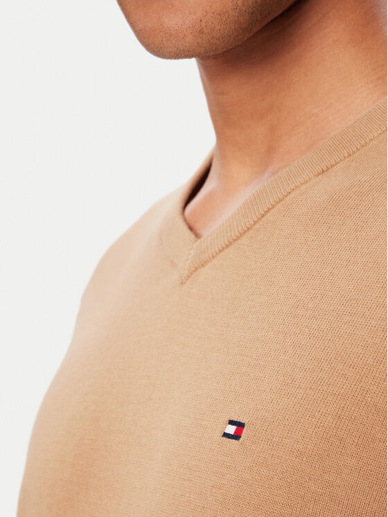 Tommy Hilfiger Tommy Hilfiger Sweter Essential MW0MW14745 Beżowy ciemny Regular Fit