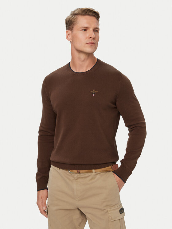 Aeronautica Militare Pulover 262MA1631UL00506 Maro Regular Fit