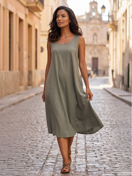 Feba Feba Sukienka letnia F253 Khaki Oversize
