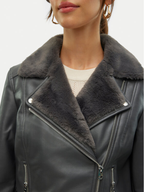 Vero Moda Vero Moda Kurtka z imitacji skóry Hailey 10250405 Szary Regular Fit