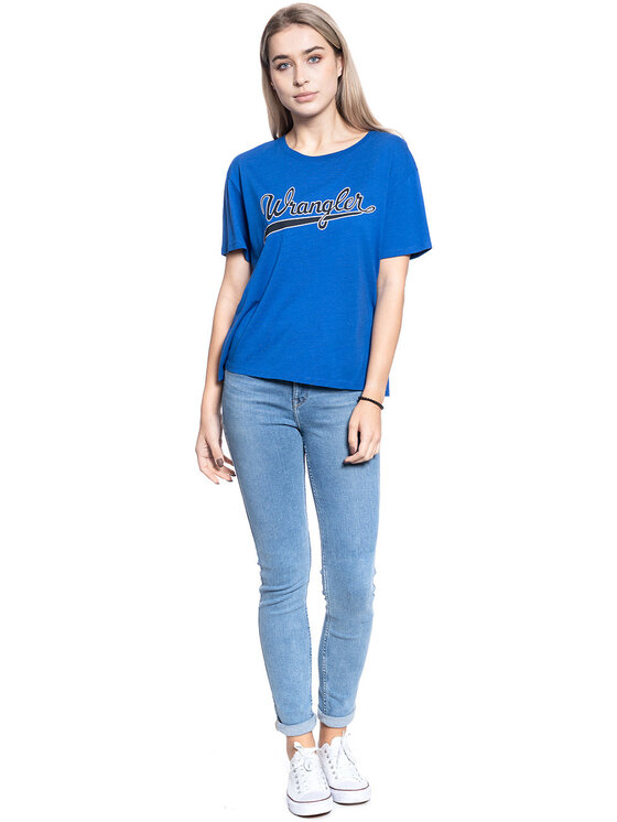 Wrangler Wrangler T-Shirt DRAPE TEE Niebieski Regular Fit