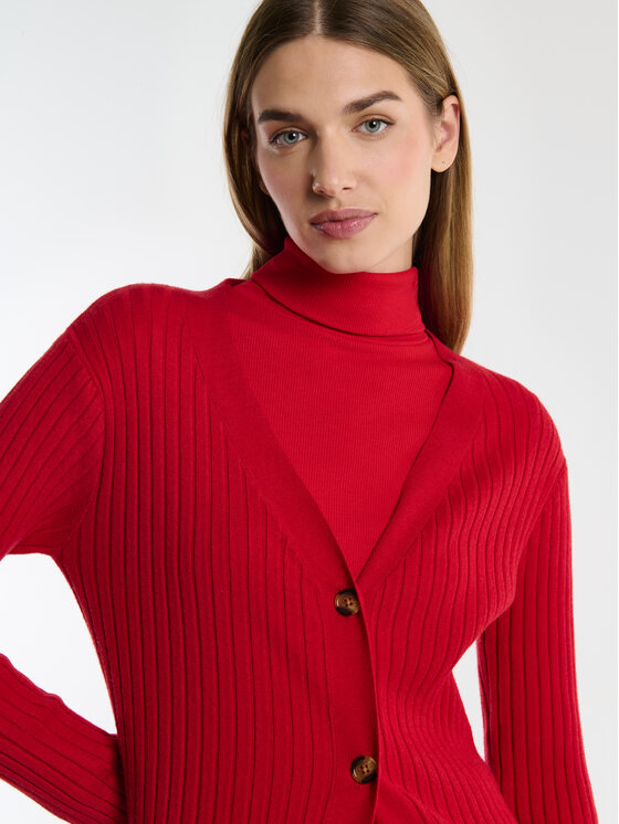 BIG STAR BIG STAR Kardigan NEKA Czerwony Basic Fit