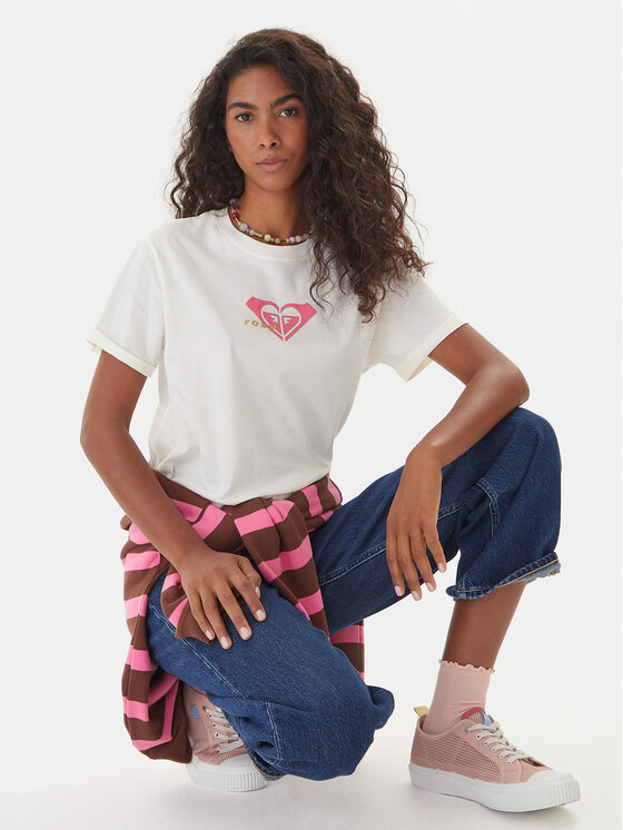 Roxy Roxy Majica Oceanregular ERJZT06078 Écru Regular Fit