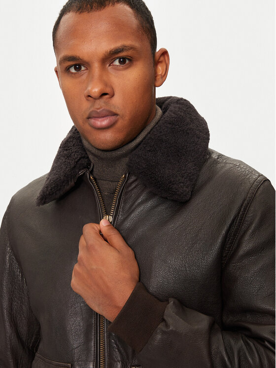 Bomboogie Bomboogie Lederjacke JMGRYGPSHE4 Braun Regular Fit