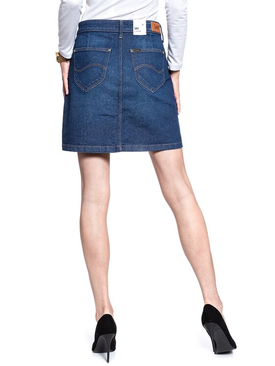 Lee Lee Spódnica mini A LINE SKIRT Niebieski Regular Fit