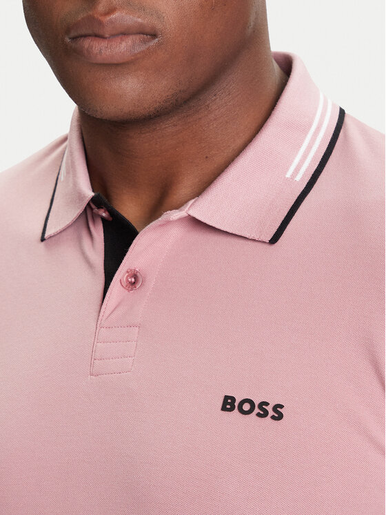BOSS BOSS Тениска с яка и копчета Paul 50506193 Розов Slim Fit