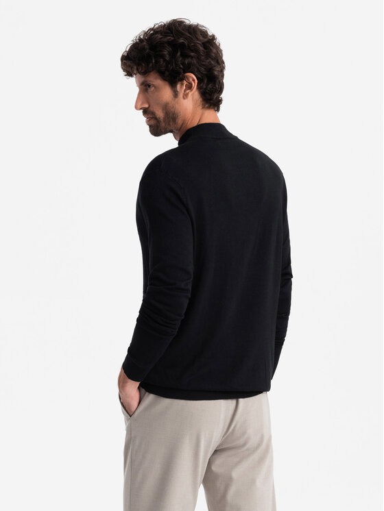 Ombre Ombre Sweter OM-SWTN-0100 Czarny Regular Fit