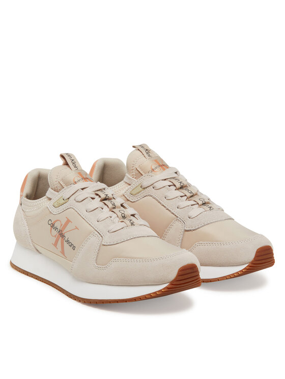 Calvin Klein Jeans Calvin Klein Jeans Sneakersy Runner Sock Laceup Ny-Lth Wn YW0YW00840 Beżowy