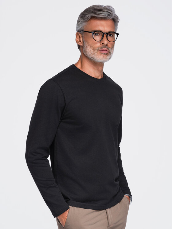 Ombre Ombre Longsleeve OM-LSBL-0142 Czarny Regular Fit