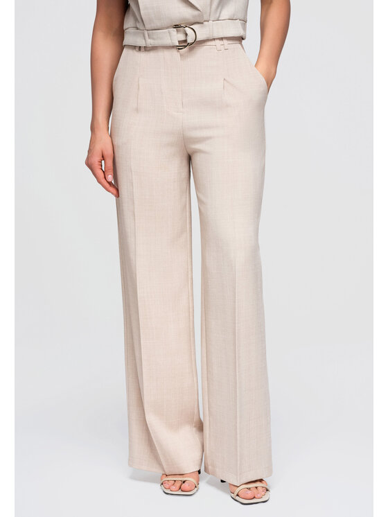 Ombre Ombre Spodnie materiałowe OW-PA-E0013 Beżowy Relaxed Fit