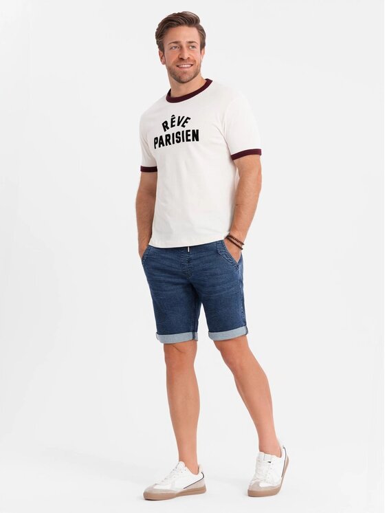 Ombre Ombre Szorty jeansowe OM-SRDS-0161 Niebieski Regular Fit