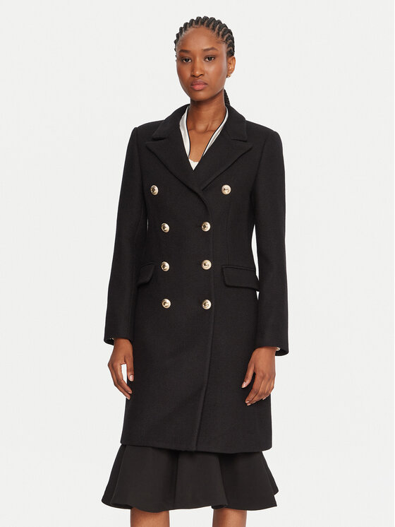 Rinascimento Rinascimento Gyapjú kabát CFC0126209003 Fekete Slim Fit