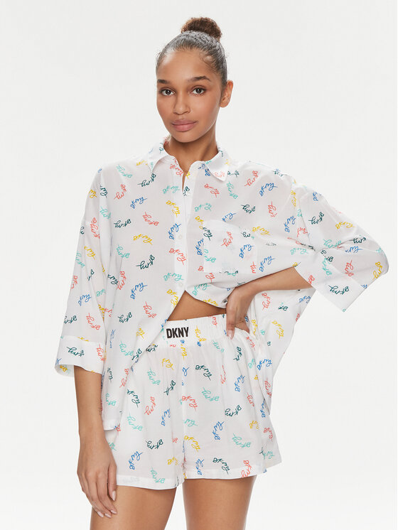 DKNY Pijama YI50008 Alb Regular Fit