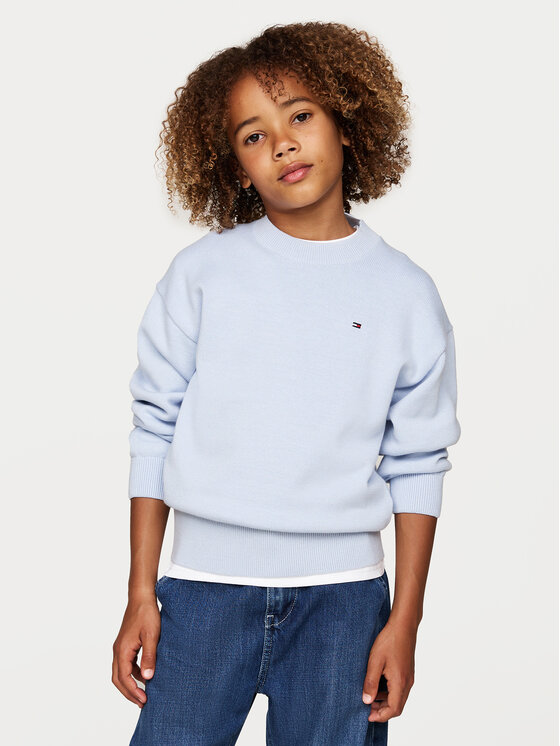 Tommy Hilfiger Pulover Essential KB0KB09466 Albastru celest Regular Fit