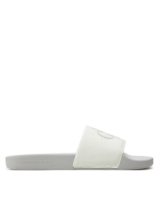 Şlapi Calvin Klein Jeans Slide Monogram Co YW0YW00103 Écru