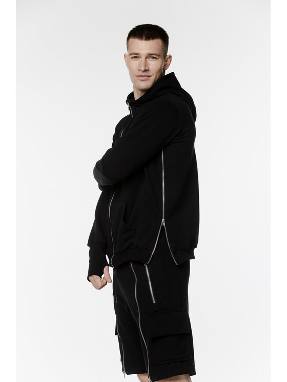 Pilawski Pilawski Bluza BLUZA CZARNA NA ZAMEK MĘSKA Czarny Oversize