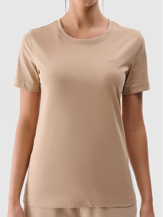 4F 4F T-Shirt NOS Beżowy Regular Fit