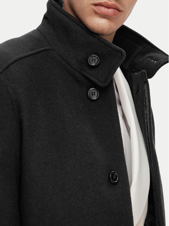 Selected Homme Selected Homme Płaszcz wełniany 16094322 Czarny Regular Fit