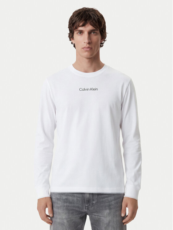 Calvin Klein Calvin Klein Longsleeve Standard Logo LV04LD232G Biały Relaxed Fit