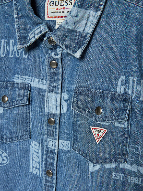 Guess Guess camicia di jeans N3RH02 D4UE0 Blu Regular Fit