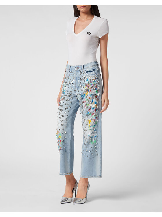 PHILIPP PLEIN PHILIPP PLEIN Jeansy 3769 Niebieski jasny Wide Leg