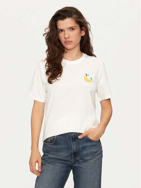 Vila Vila T-shirt Sybil 14097443 Bijela Regular Fit