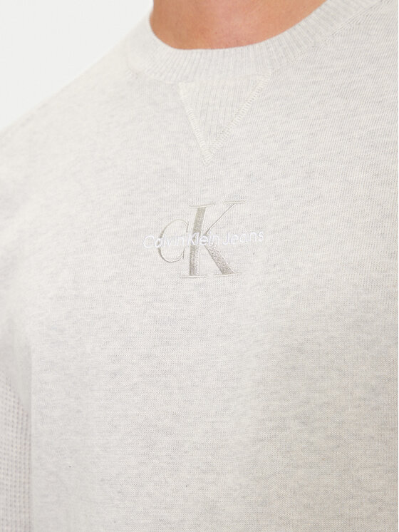 Calvin Klein Jeans Calvin Klein Jeans Pulover Monologo J30J325671 Gri Regular Fit
