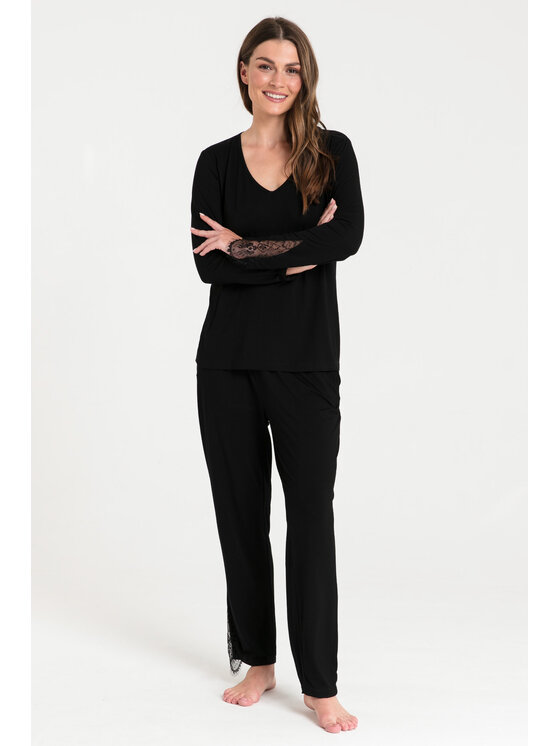 LaLupa LaLupa Koszula nocna LA072 Czarny Comfortable Fit
