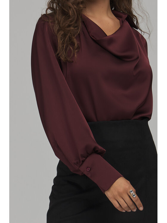 NIFE NIFE Bluzka B237 Bordowy Regular Fit