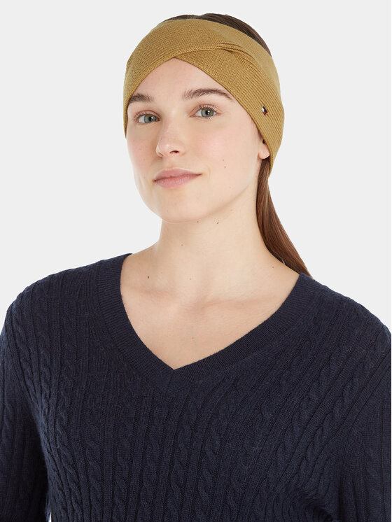 Tommy Hilfiger Tommy Hilfiger Opaska materiałowa Essential Flag Headband AW0AW15312 Beżowy
