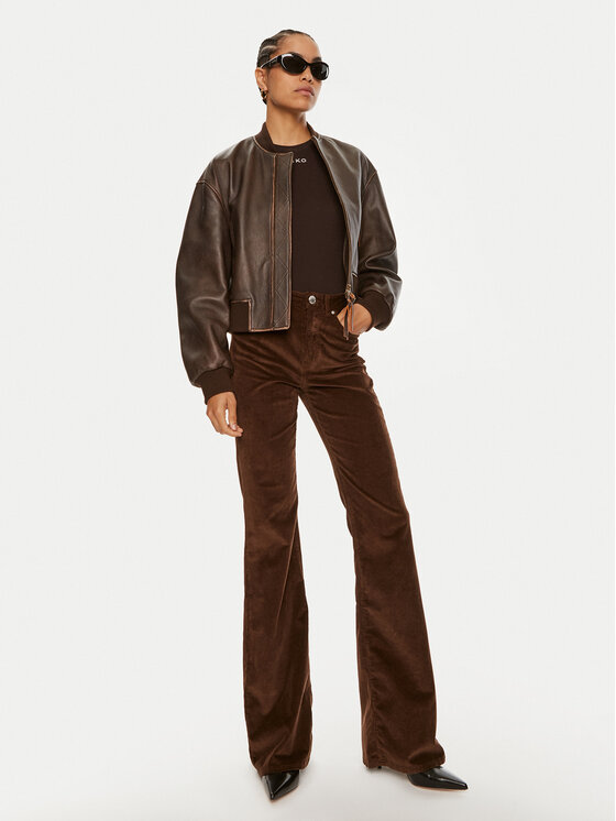 PINKO Pinko Hlače iz tkanine Flora 100561 A20R Rjava Regular Fit