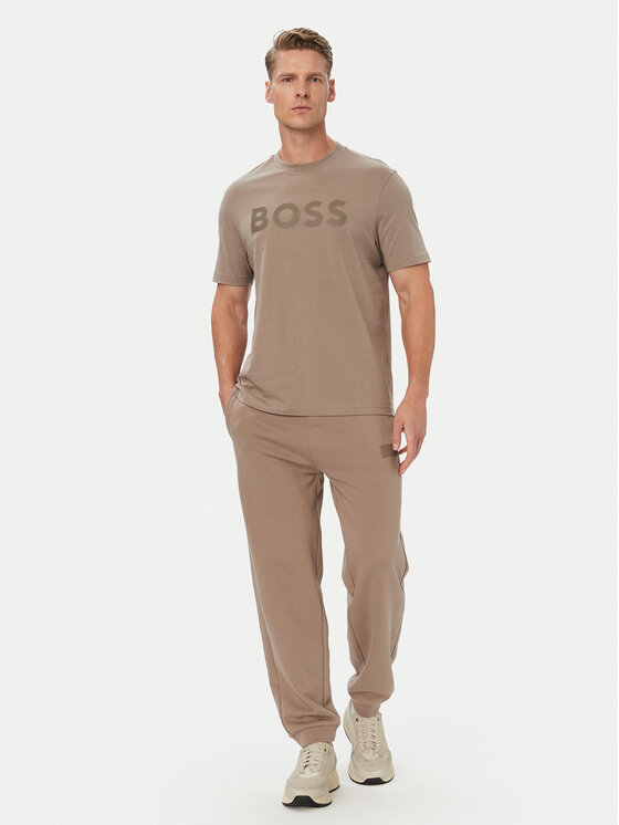 BOSS BOSS T-Shirt Structure Logo 50566883 Beżowy Regular Fit