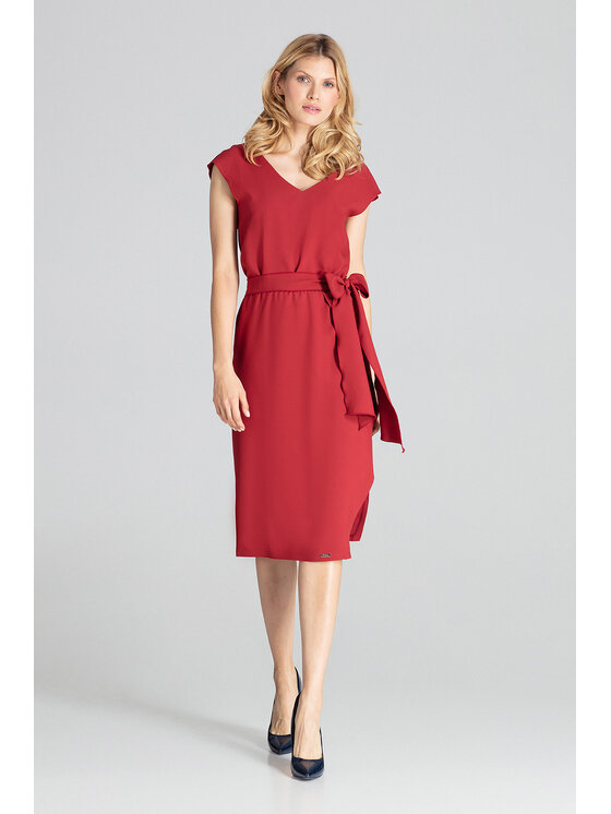 FIGL FIGL Sukienka M674 Bordowy Regular Fit