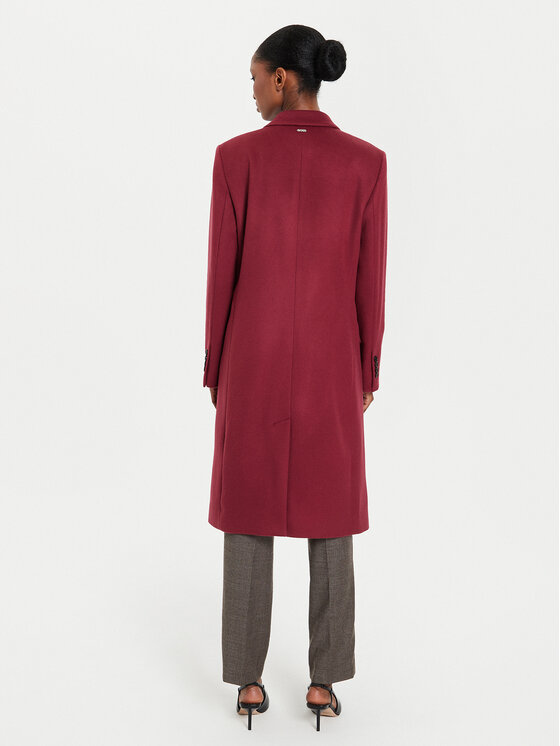 BOSS Boss Volneni plašč Catara 50501019 Bordo rdeča Slim Fit