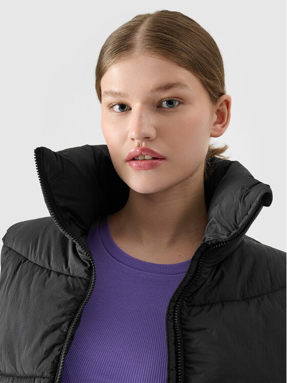 4F 4F Kamizelka MIDSHOP TEXTILE Czarny Oversize