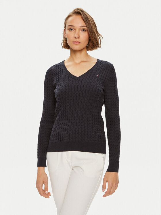 Tommy Hilfiger Sveter WW0WW40999 Tmavomodrá Regular Fit