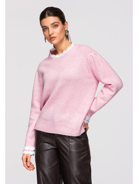 Ombre Ombre Sweter OW-SWSW-0105 Różowy Regular Fit